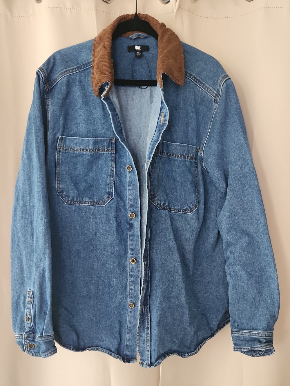 100% COTTON Frye Denim Farmyard Jacket w/ Corduroy Collar